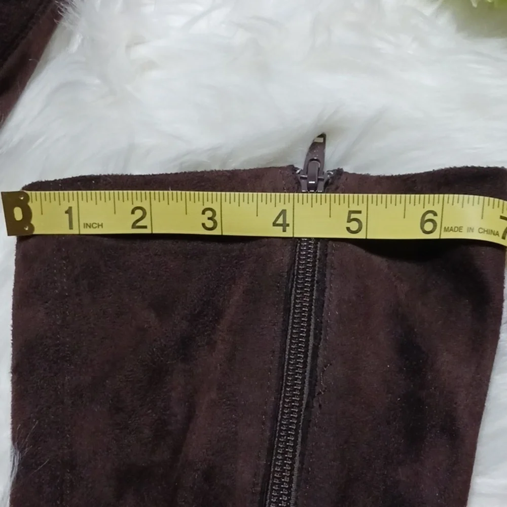 George 8.5 Brown fabric mid-rise boots, like new.